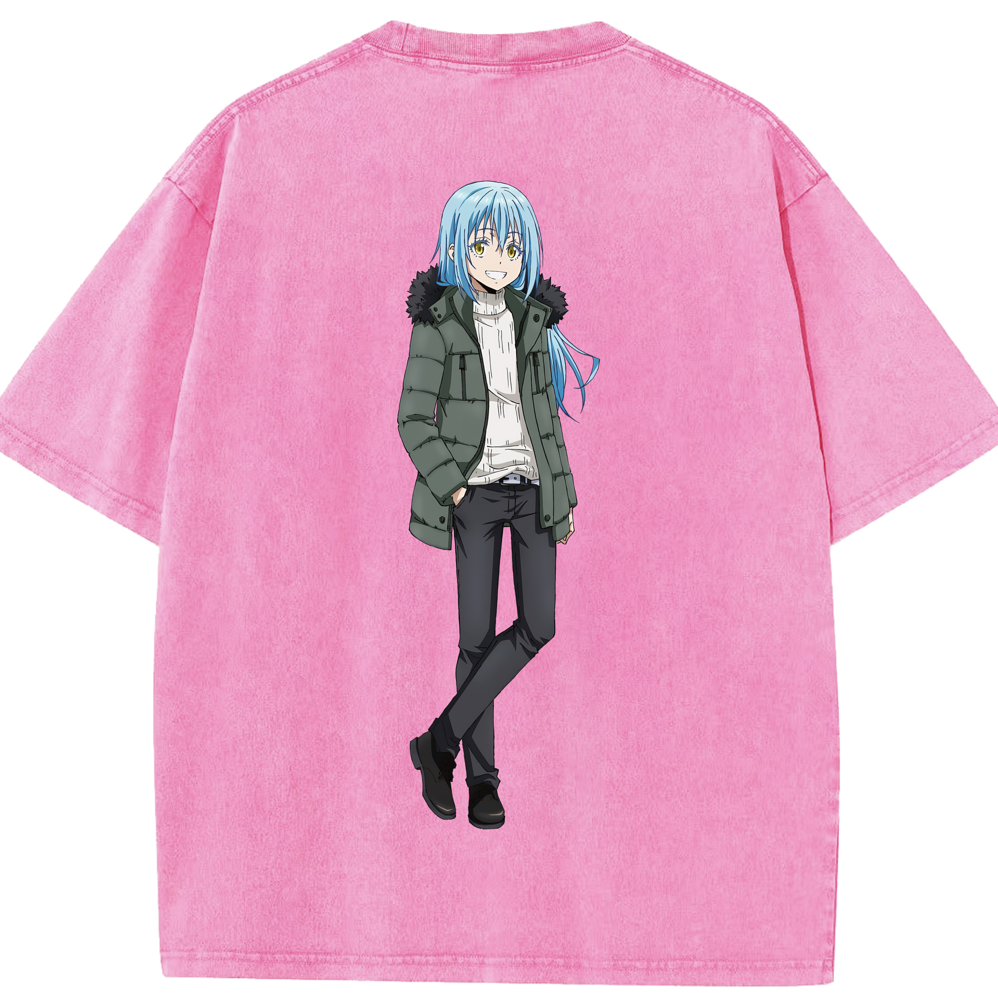 （画像用） 転スラ Regarding Reincarnated to Slime 綿100% ヴィンテージ風 半袖Tシャツ（背面プリント）